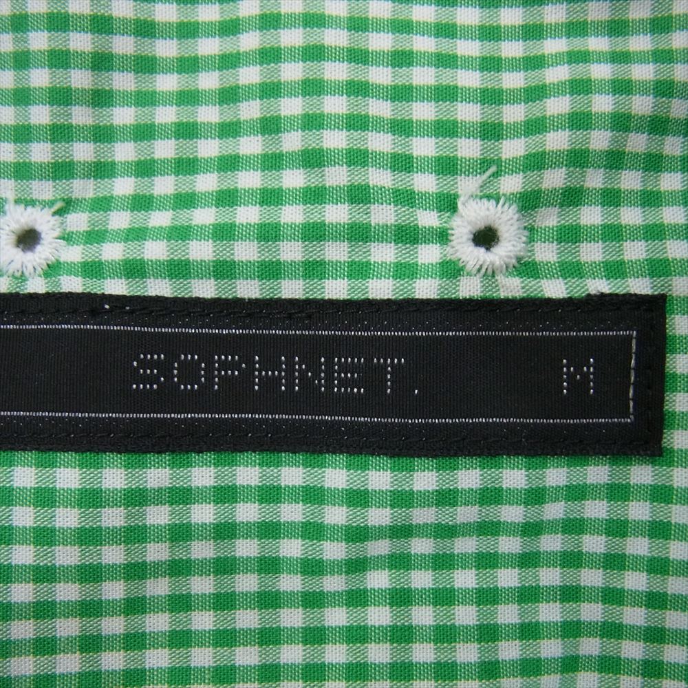 SOPHNET. ソフネット SOPH-80045 クレイジーパターン チェック ボタンダウン 長袖 シャツ グリーン系 M【中古】