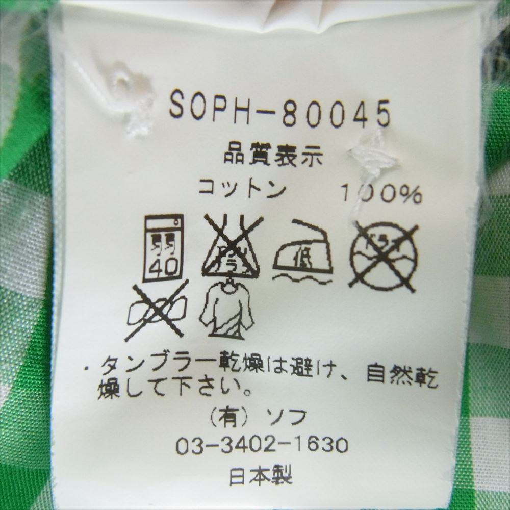 SOPHNET. ソフネット SOPH-80045 クレイジーパターン チェック ボタンダウン 長袖 シャツ グリーン系 M【中古】