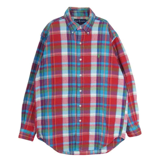 RALPH LAUREN ラルフローレン ネルチェック BD 長袖 シャツ レッド系 M【中古】
