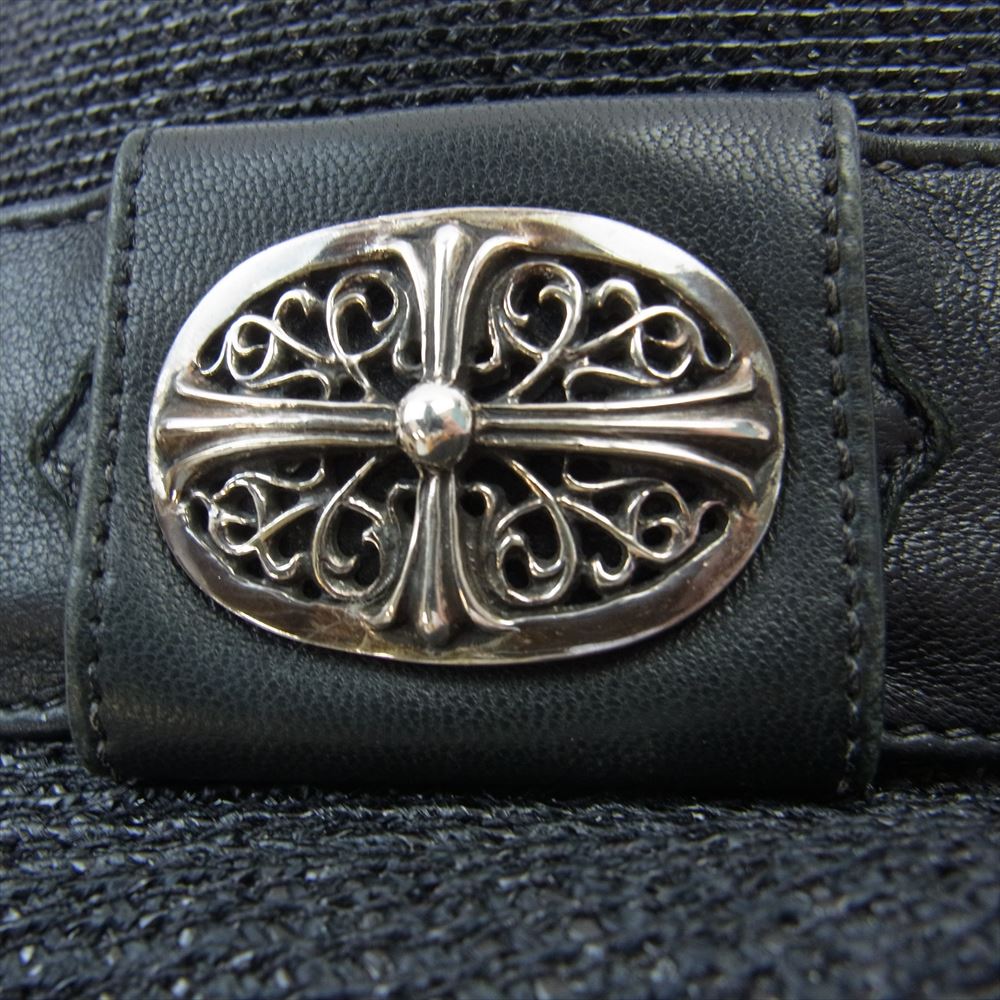 CHROME HEARTS クロムハーツ（原本無） ストロー フェドラ ハット オーバルクロス CHプラス レザークロスパッチリボン 帽子 ブラック系 S【中古】