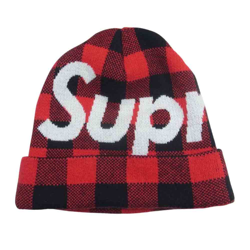 Supreme シュプリーム 20AW Big Logo Beanie ビッグロゴ ニット チェック ビーニー ニットキャップ レッド系【中古】