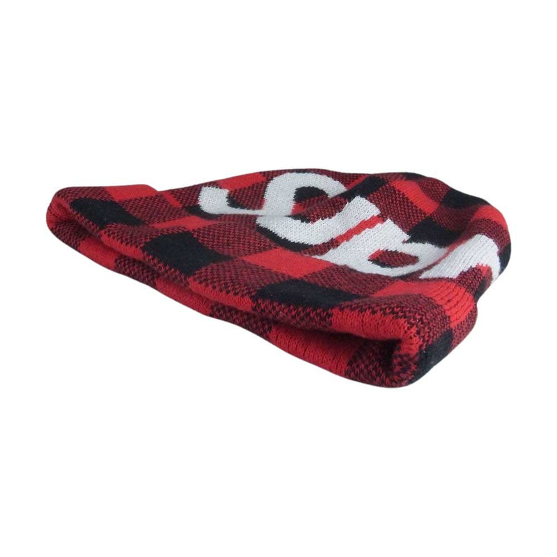 Supreme シュプリーム 20AW Big Logo Beanie ビッグロゴ ニット チェック ビーニー ニットキャップ レッド系【中古】