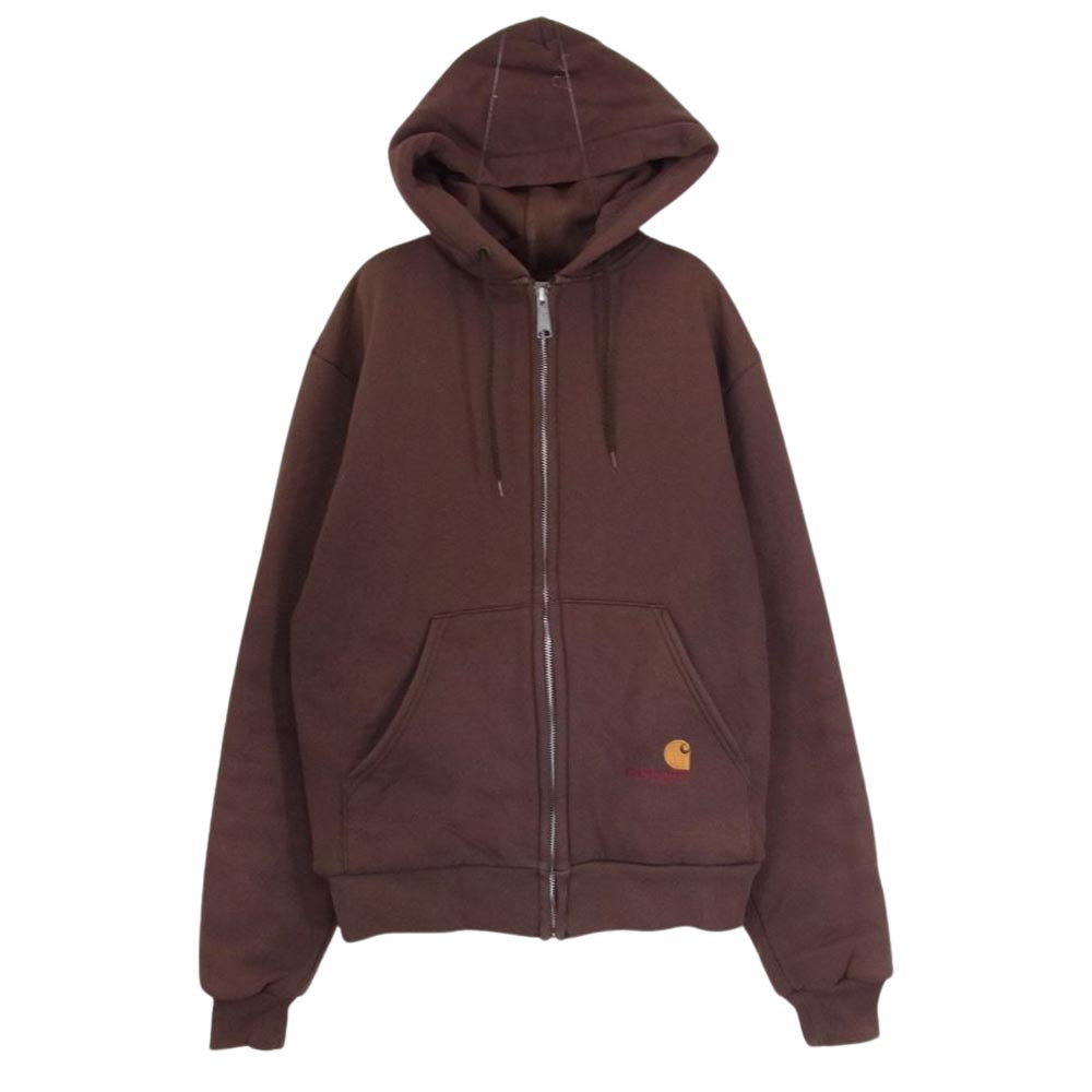 Carhartt カーハート 裏地サーマル フルジップ スウェット パーカー ブラウン系 サイズ表記無【中古】