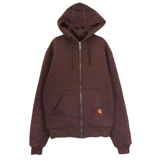 Carhartt カーハート 裏地サーマル フルジップ スウェット パーカー ブラウン系 サイズ表記無【中古】
