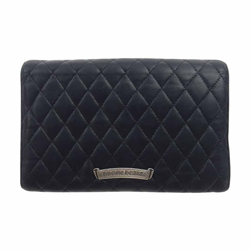 CHROME HEARTS クロムハーツ（原本無） QUILTED WAVE WALLET 3SNAP キルティング ウェーブ 3スナップ クロス ウォレット ブラック系【中古】