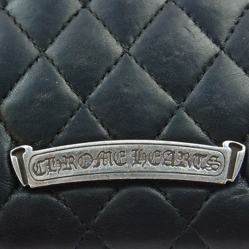 CHROME HEARTS クロムハーツ（原本無） QUILTED WAVE WALLET 3SNAP キルティング ウェーブ 3スナップ クロス ウォレット ブラック系【中古】