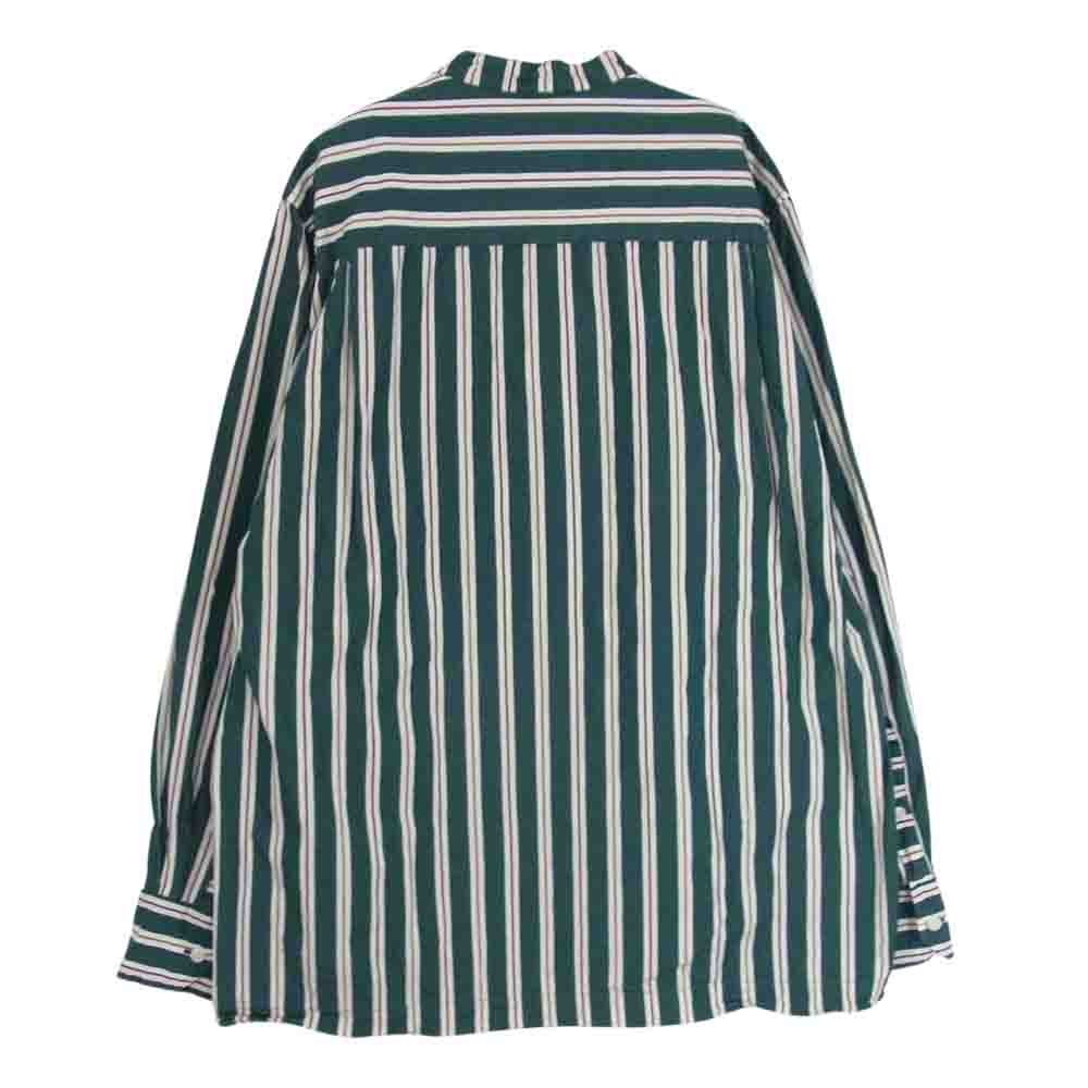 ケイシーケイシー 17HC221 フランス製 DENVER SHIRT バンドカラー ストライプ 長袖 シャツ グリーン系 S【中古】