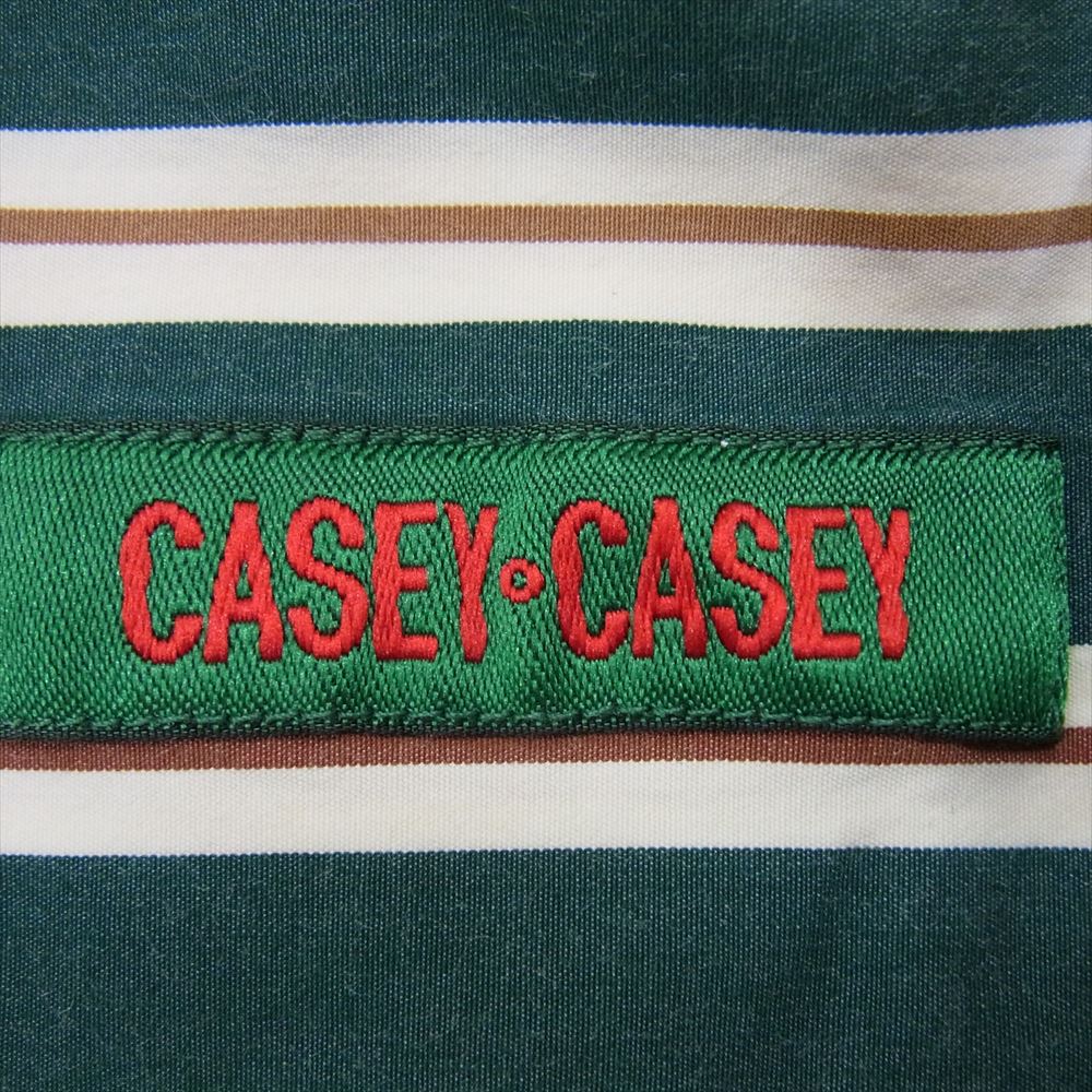 ケイシーケイシー 17HC221 フランス製 DENVER SHIRT バンドカラー ストライプ 長袖 シャツ グリーン系 S【中古】