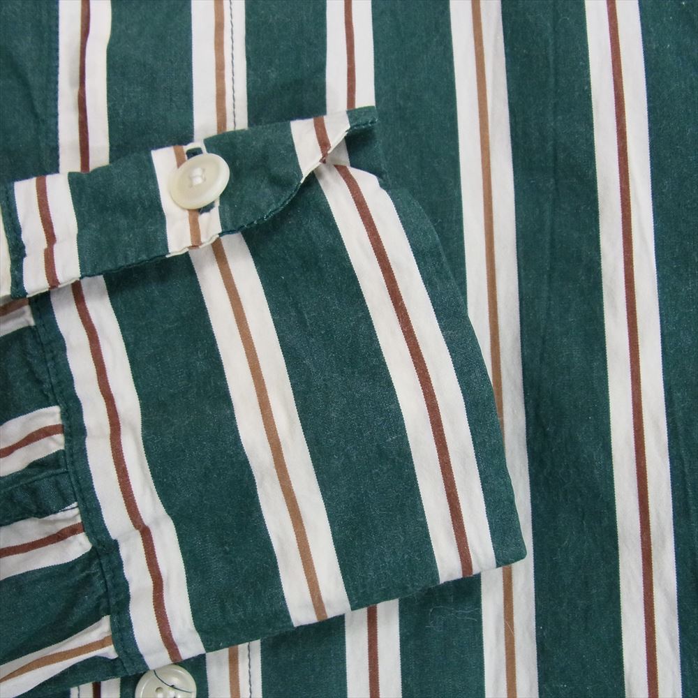 ケイシーケイシー 17HC221 フランス製 DENVER SHIRT バンドカラー ストライプ 長袖 シャツ グリーン系 S【中古】