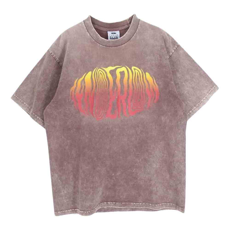 TENDERLOIN テンダーロイン WASH ACID TEE ウォッシュ アシッド 加工 ロゴ プリント PRO CLUB プロクラブ ボディ 半袖 Tシャツ ブラウン系 L【中古】