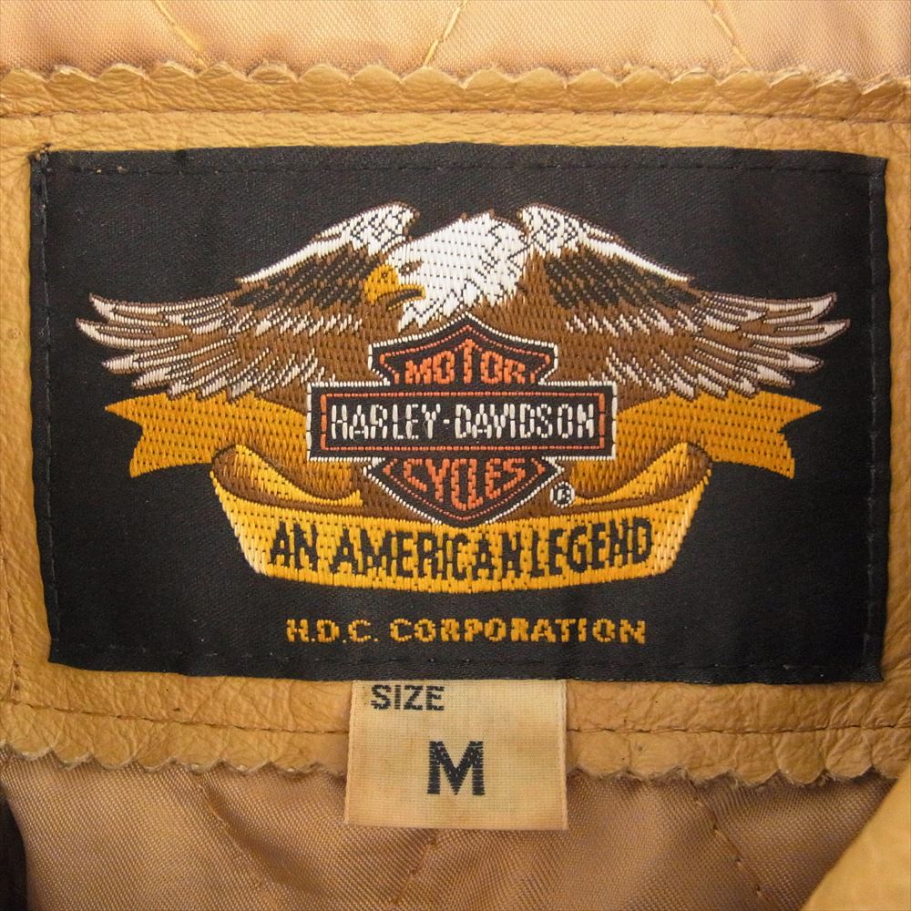 HARLEY DAVIDSON ハーレーダビッドソン C-OS I957 カウレザー 襟付き 裏地キルティング シングルライダース ライトブラウン系 M【中古】