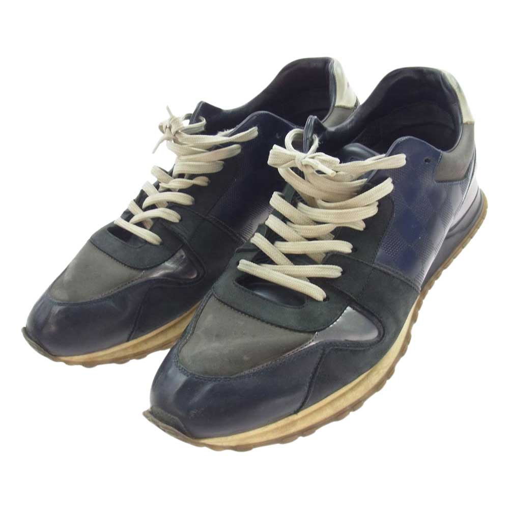 LOUIS VUITTON ルイ・ヴィトン ランアウェイ スニーカー ダミエ ローカット スニーカー  ブラック系 ネイビー系 グレー系 8.5インチ【中古】