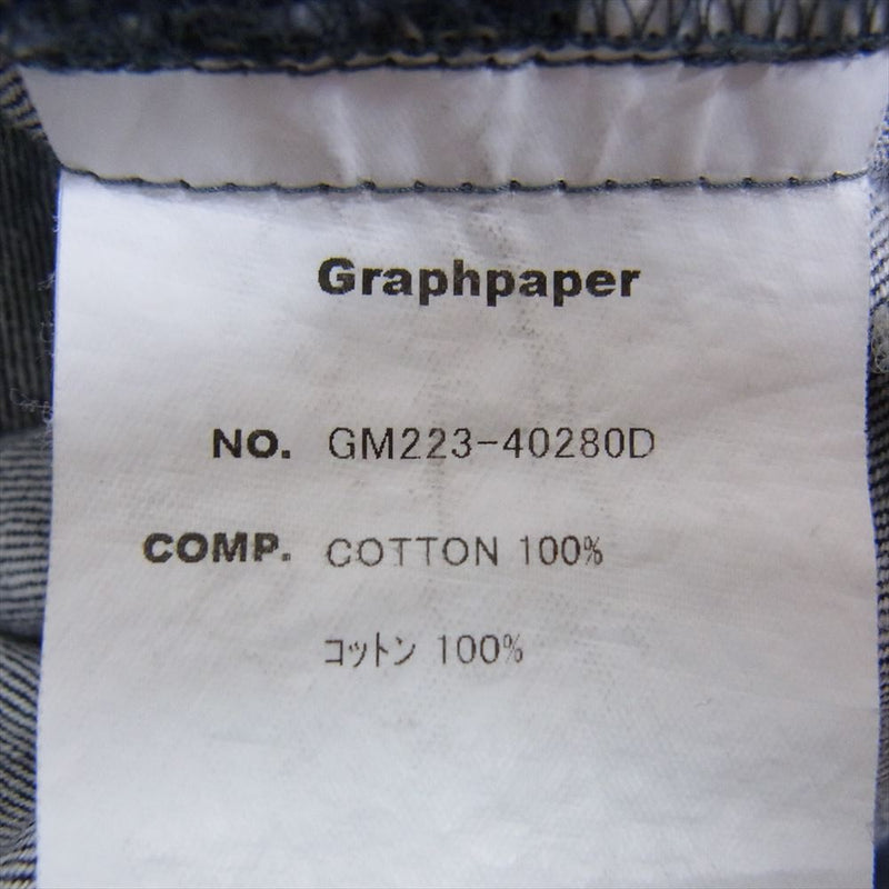 GRAPHPAPER グラフペーパー GM223-40280D DRESSTERIOR ドレステリア 別注 Colorfast Denim Two Tuck Tapered Pants カラーファスト デニム ツータック テーパード パンツ インディゴブルー系 1【中古】