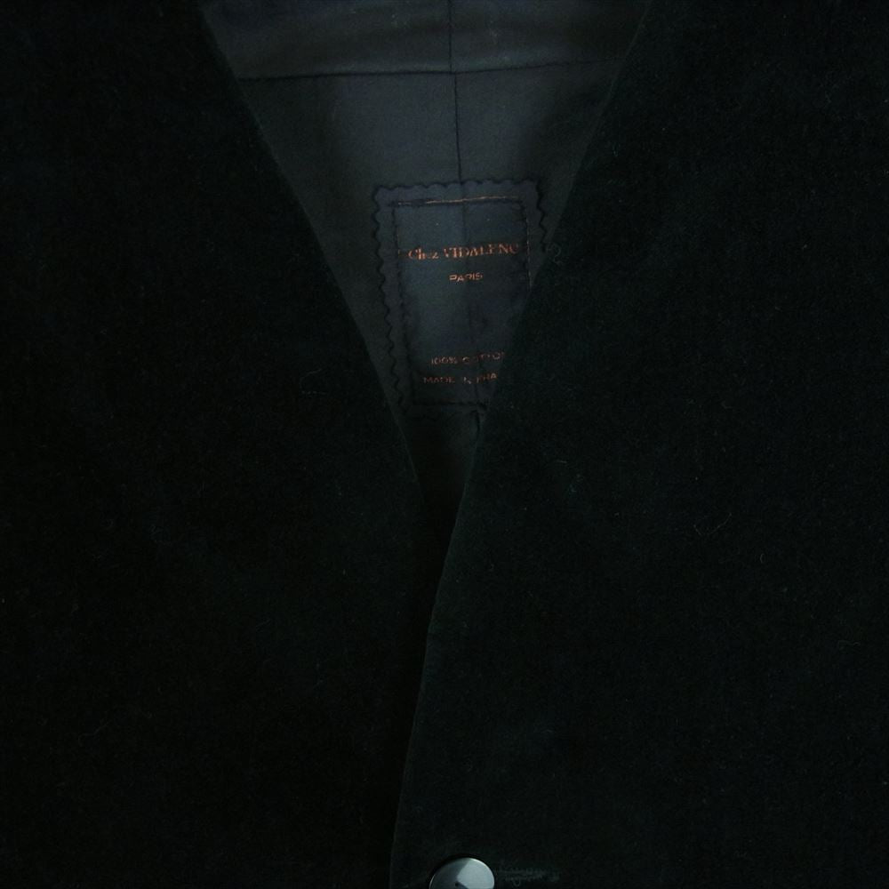 シェヴィダレンク Short  Coat ベロア 中綿 ノーカラー ジャケット フランス製 ブラック系 4【中古】