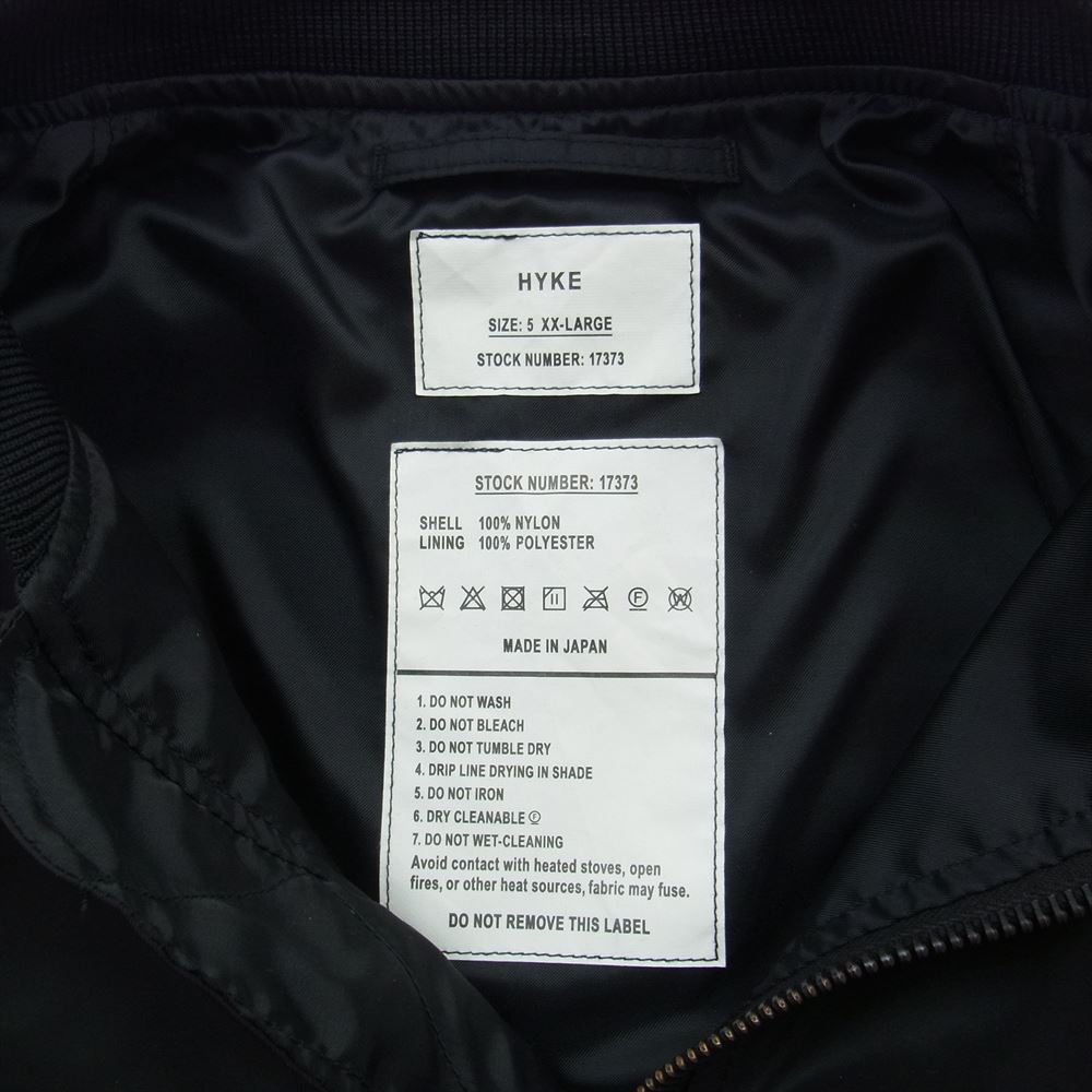 HYKE ハイク 23SS 17373 TYPE L-2A JACKET ナイロン ミリタリー ジャケット ブルゾン MA-1 ブラック系 XXL 表記サイズ：5【極上美品】【中古】