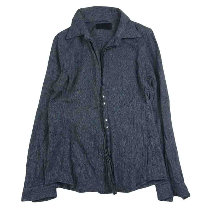 junhashimoto ジュンハシモト 1061920013 WRINKLE HOOK SHIRTS シワ加工 ツイード柄 フック 長袖 シャツ ブラック系 2【中古】