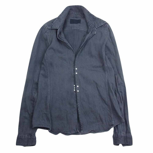 junhashimoto ジュンハシモト SHT004 1061510004 フック 襟付き デニム 長袖 シャツ ブラック系 2【中古】