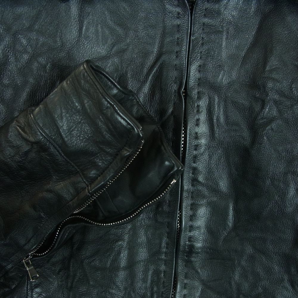 junhashimoto ジュンハシモト 1020000003 ZIP LEATHER SHIRT レザー シングル ライダース ジャケット ブラック系 3【中古】