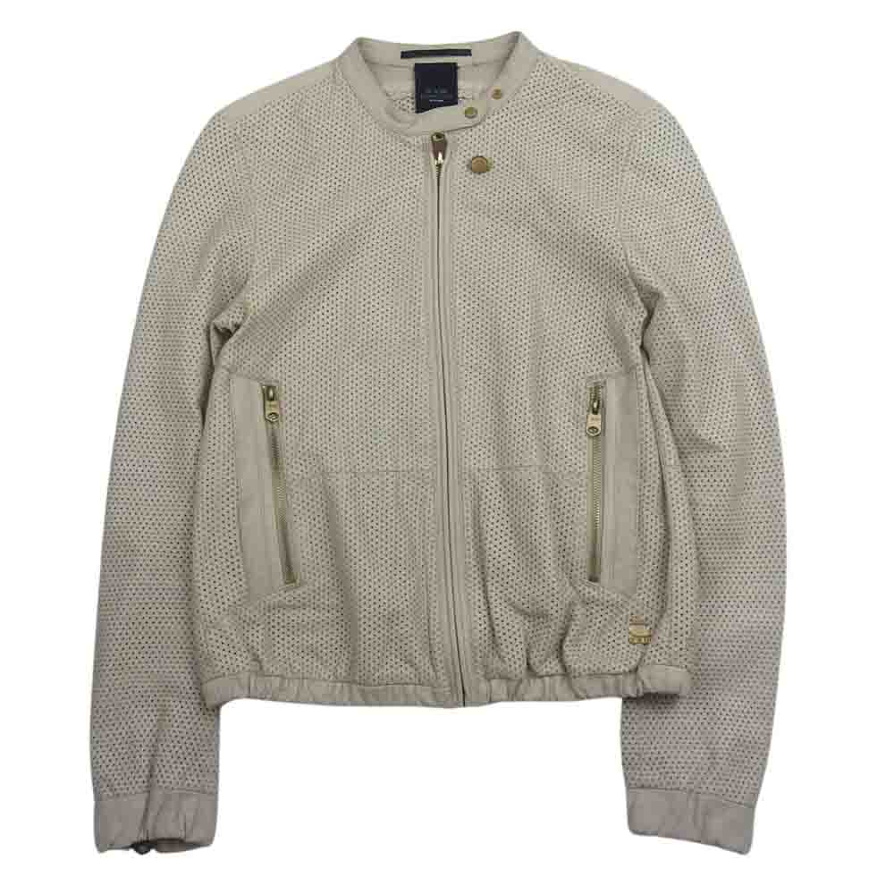 G-STAR ジースター 121210055 BOBMER SHIRT WMN CORRECTLINE レディース パンチング シングル レザー ライダースジャケット ベージュ系 S【中古】