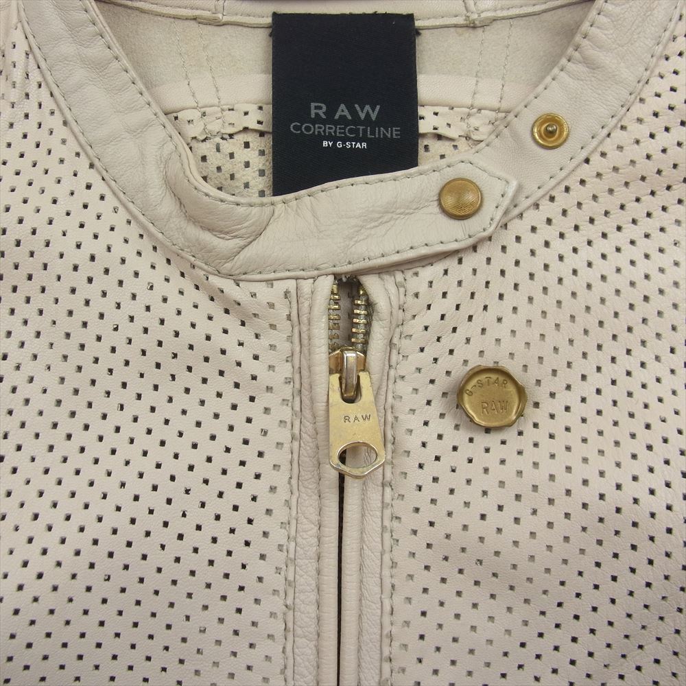 G-STAR ジースター 121210055 BOBMER SHIRT WMN CORRECTLINE レディース パンチング シングル レザー ライダースジャケット ベージュ系 S【中古】
