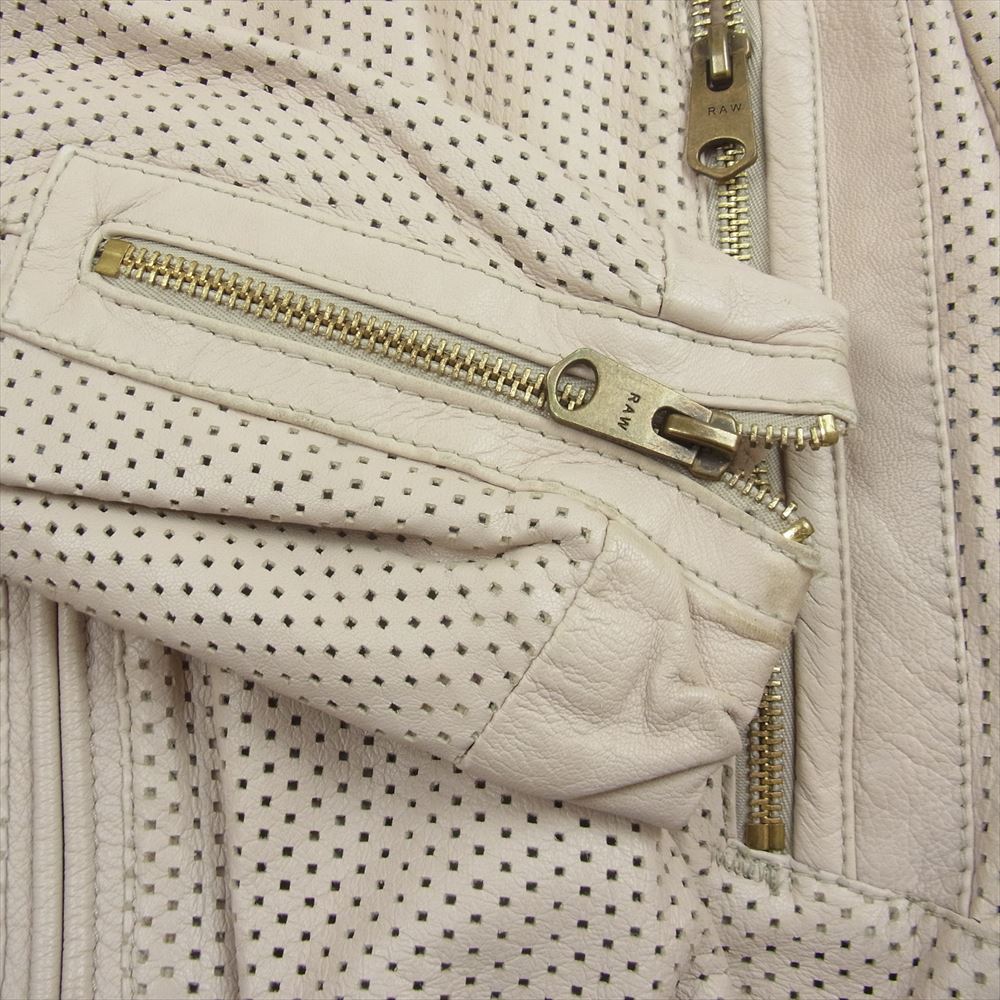 G-STAR ジースター 121210055 BOBMER SHIRT WMN CORRECTLINE レディース パンチング シングル レザー ライダースジャケット ベージュ系 S【中古】