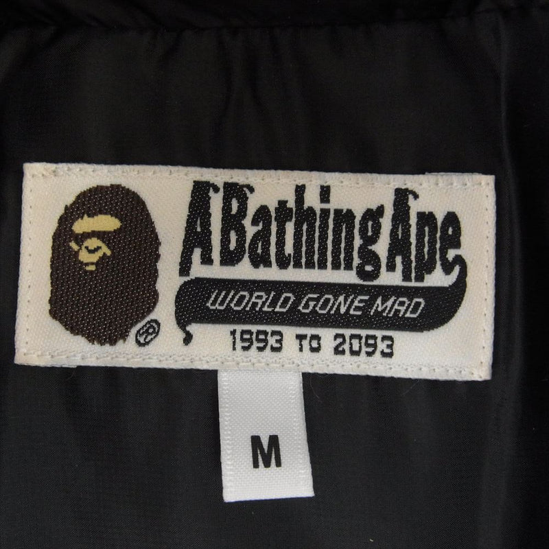 A BATHING APE アベイシングエイプ 001HJC801022X テープ ロゴ サイドライン ダウン ジャケット ブラック ブラック系 M【中古】