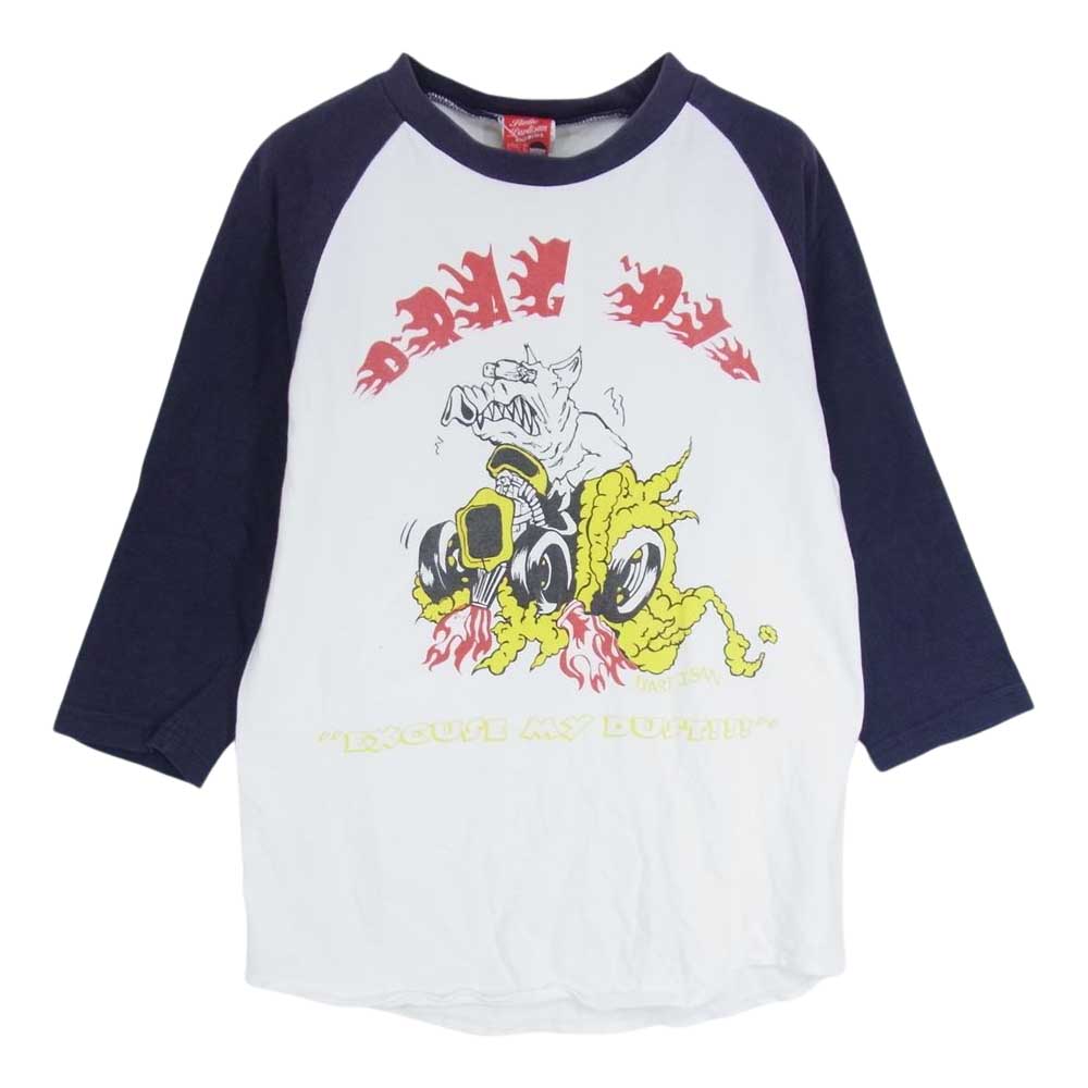 STUDIO D’ARTISAN ステュディオダルチザン プリント ベースボール Tシャツ ネイビー系 M【中古】