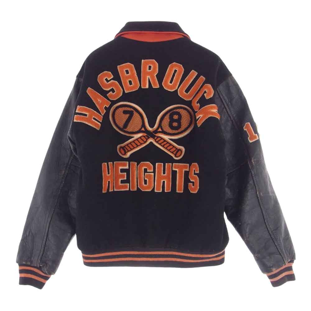 ヒューイット 袖レザー スタジャン スタジアム アワード ジャケット ブラック系【中古】