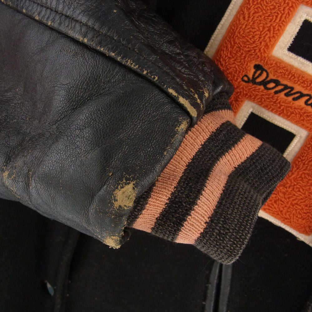 ヒューイット 袖レザー スタジャン スタジアム アワード ジャケット ブラック系【中古】