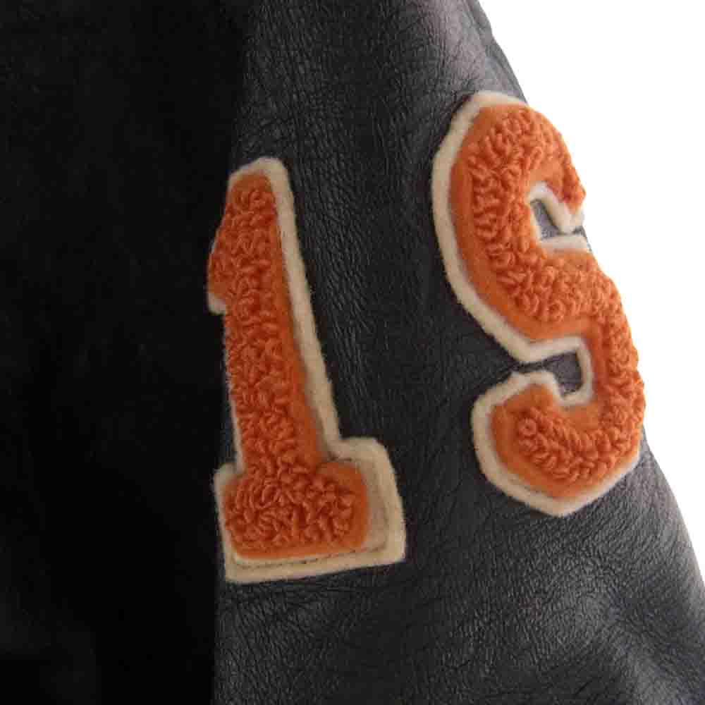 ヒューイット 袖レザー スタジャン スタジアム アワード ジャケット ブラック系【中古】