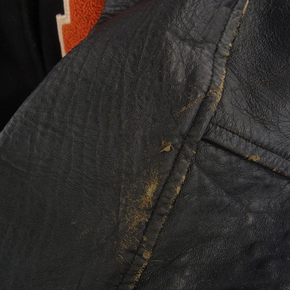 ヒューイット 袖レザー スタジャン スタジアム アワード ジャケット ブラック系【中古】