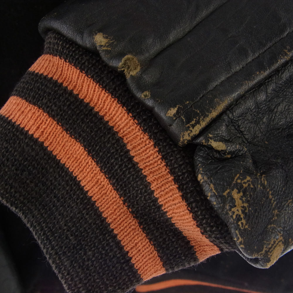 ヒューイット 袖レザー スタジャン スタジアム アワード ジャケット ブラック系【中古】