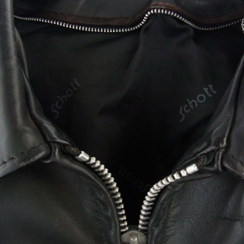 schott ショット 642 シングル レザー ライダース ジャケット ブラック系 36【中古】