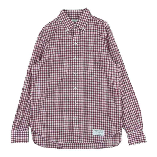 WACKO MARIA ワコマリア 15SS-TM-07-10 PIN OX GINGHAM CHECK BD SHIRT ギンガム チェック ボタン ダウン 長袖 シャツ レッド系 ホワイト系 M【中古】