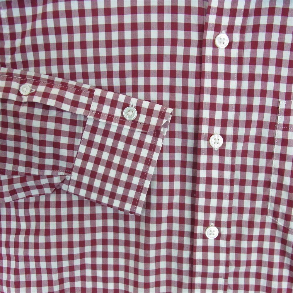 WACKO MARIA ワコマリア 15SS-TM-07-10 PIN OX GINGHAM CHECK BD SHIRT ギンガム チェック ボタン ダウン 長袖 シャツ レッド系 ホワイト系 M【中古】