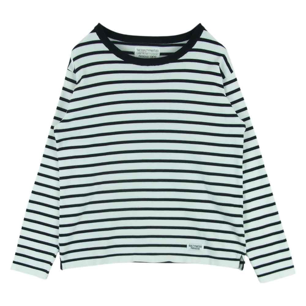 WACKO MARIA ワコマリア 17SS 17SS-WMK-KN10 コットン ボーダー 長袖 カットソー 日本製 ホワイト系 ブラック系 M【中古】