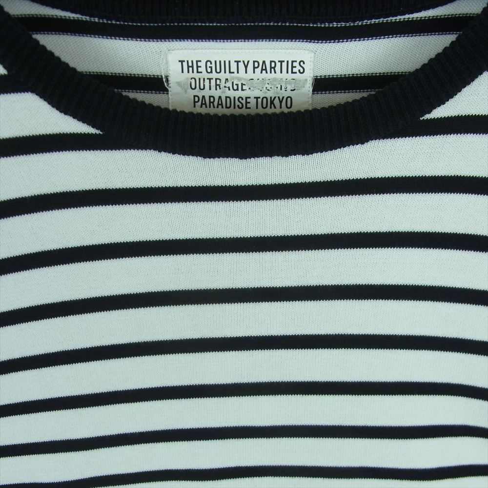 WACKO MARIA ワコマリア 17SS 17SS-WMK-KN10 コットン ボーダー 長袖 カットソー 日本製 ホワイト系 ブラック系 M【中古】