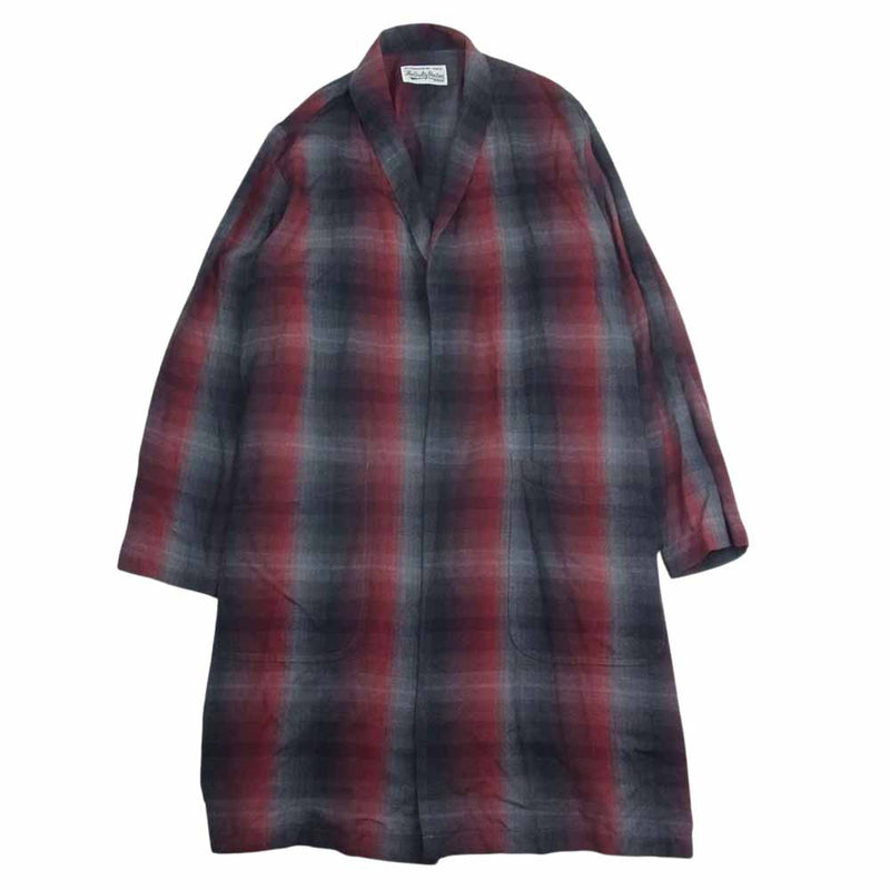 WACKO MARIA ワコマリア 19SS OMBRAY CHECK GOWN COAT オンブレ レーヨン ガウンコート レッド系 M【中古】