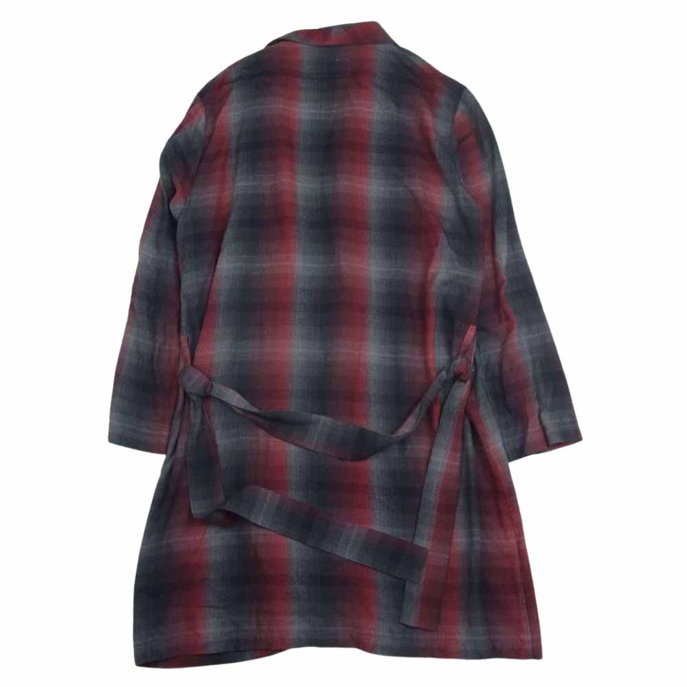 WACKO MARIA ワコマリア 19SS OMBRAY CHECK GOWN COAT オンブレ レーヨン ガウンコート レッド系 M【中古】