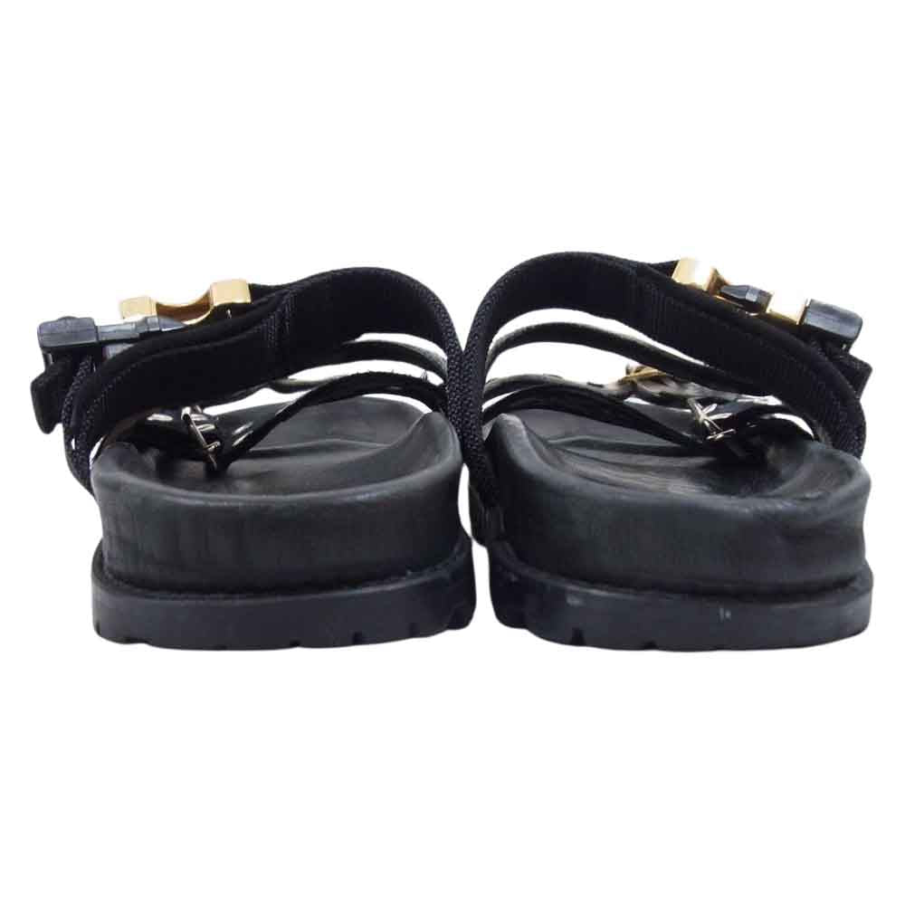 Sacai サカイ ハラコ バックルベルトデザイン ストラップ ビブラムソール フラット サンダル ブラック系 38【中古】