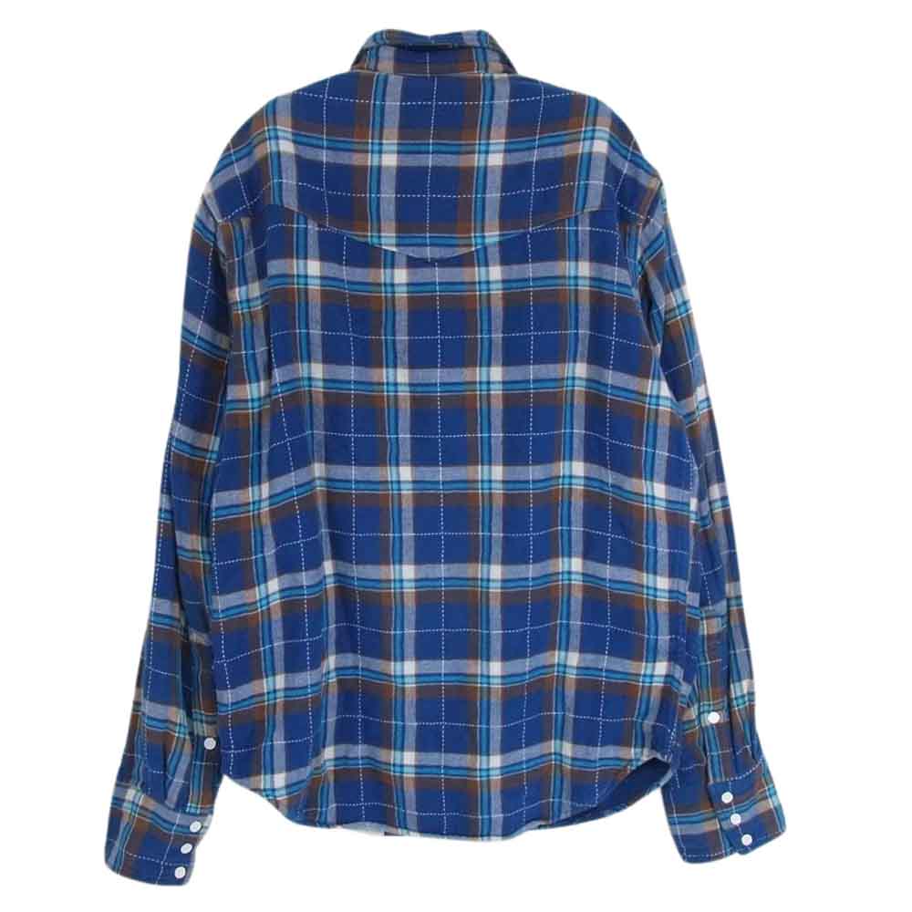 Pherrow's フェローズ チェック ネル 長袖 シャツ ブルー系 LG【中古】
