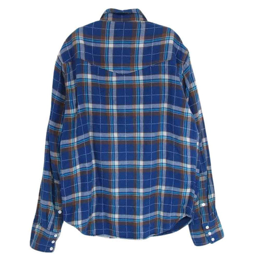 Pherrow's フェローズ チェック ネル 長袖 シャツ ブルー系 LG【中古】