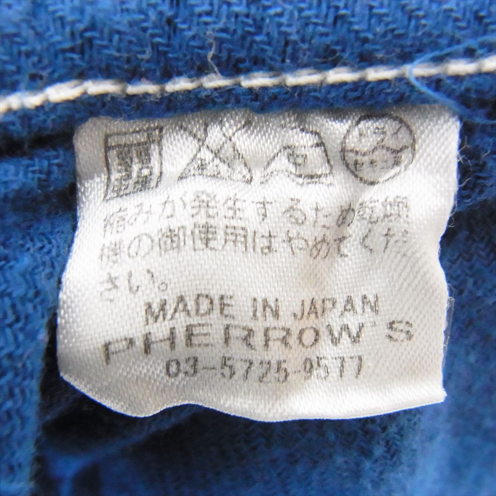 Pherrow's フェローズ チェック ネル 長袖 シャツ ブルー系 LG【中古】