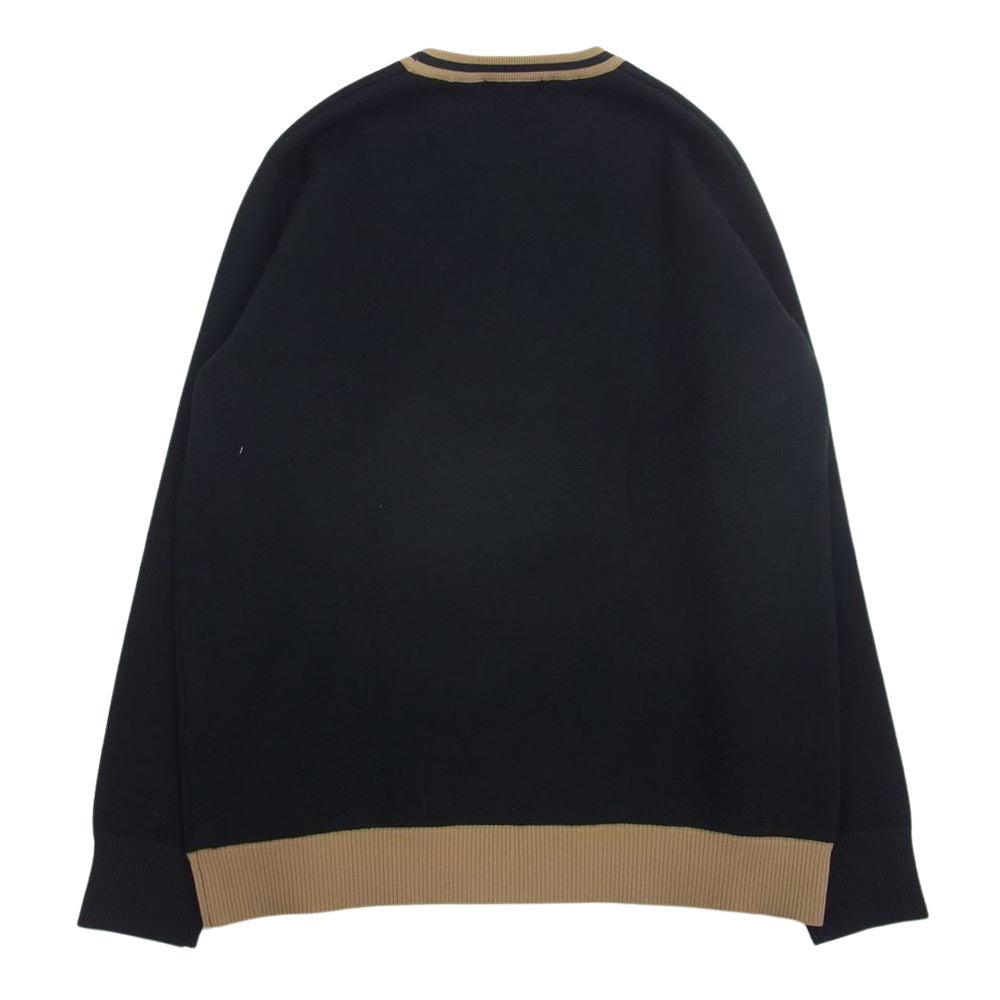 monsieur NICOLE ムッシュニコル クルー ネック ニット ブラック系 48【美品】【中古】
