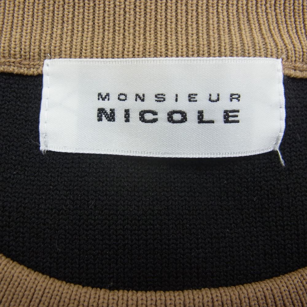 monsieur NICOLE ムッシュニコル クルー ネック ニット ブラック系 48【美品】【中古】
