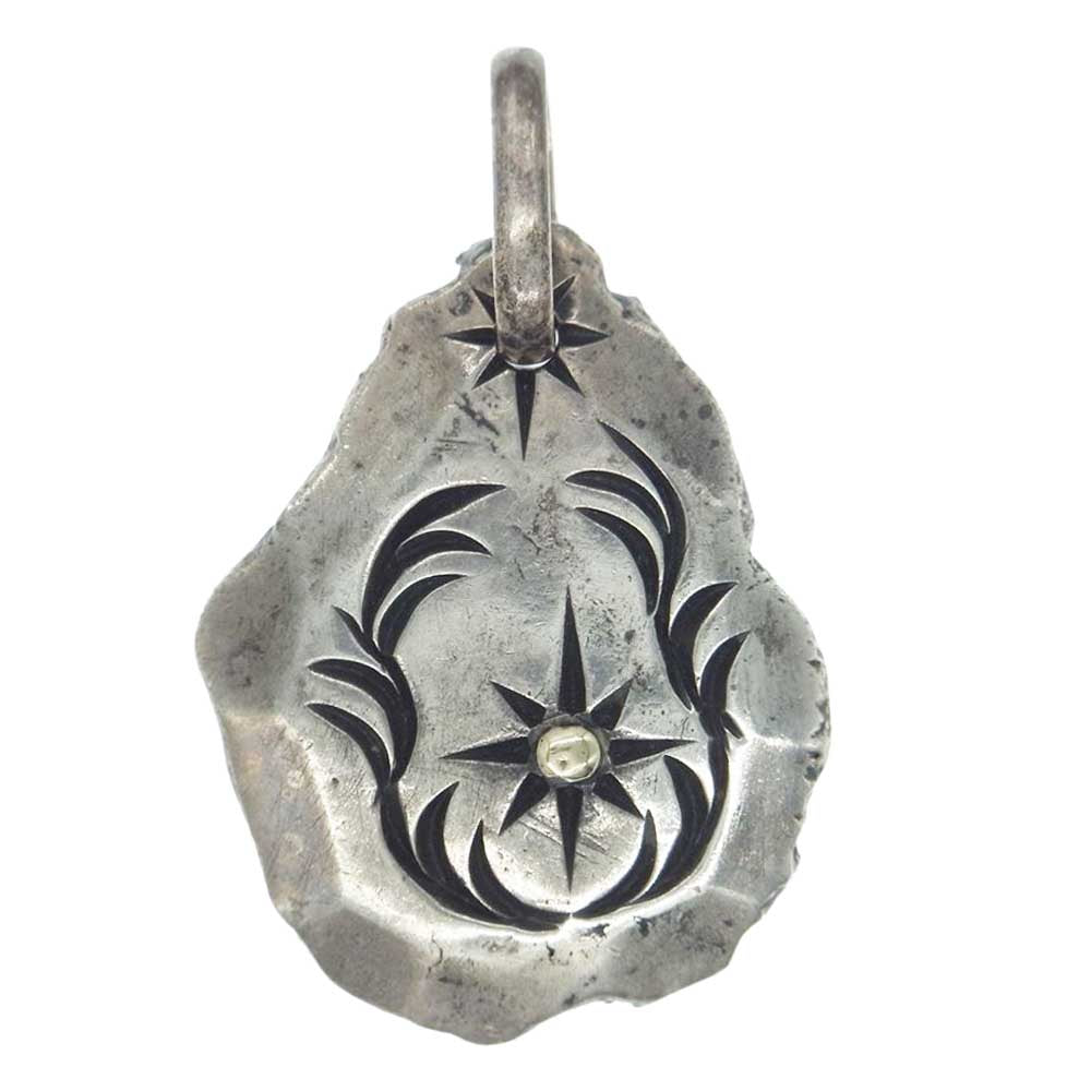 BIGHAND ビッグハンド No6699 Silver Neckless Sun サン 太陽 シルバー 唐草 アラベスク スタンプワーク タタキ たたき プレート ペンダント ネックレス シルバー系【中古】
