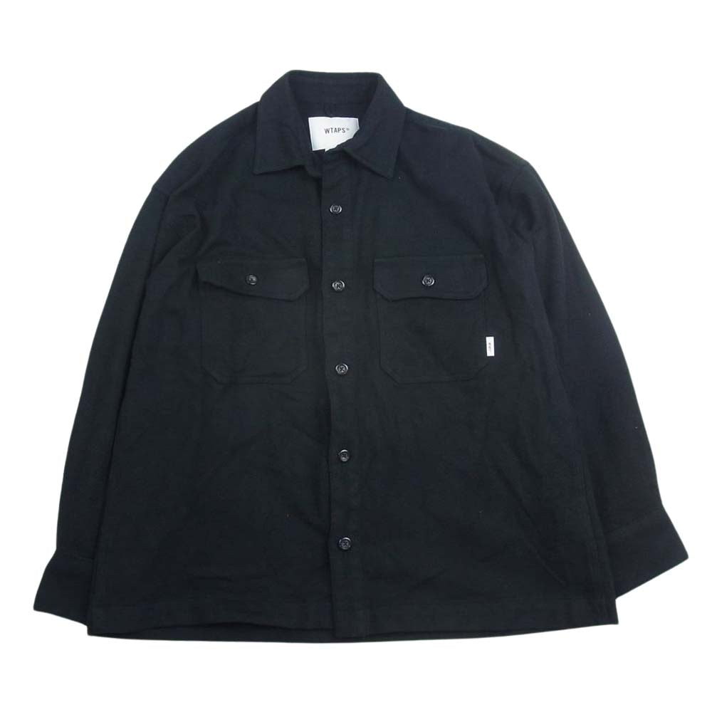 WTAPS ダブルタップス 23AW 232TQDT-SHM03 DECK 02 LS COTTON.TWILL コットンツイル ワークシャツ ジャケット ブラック系 01【中古】