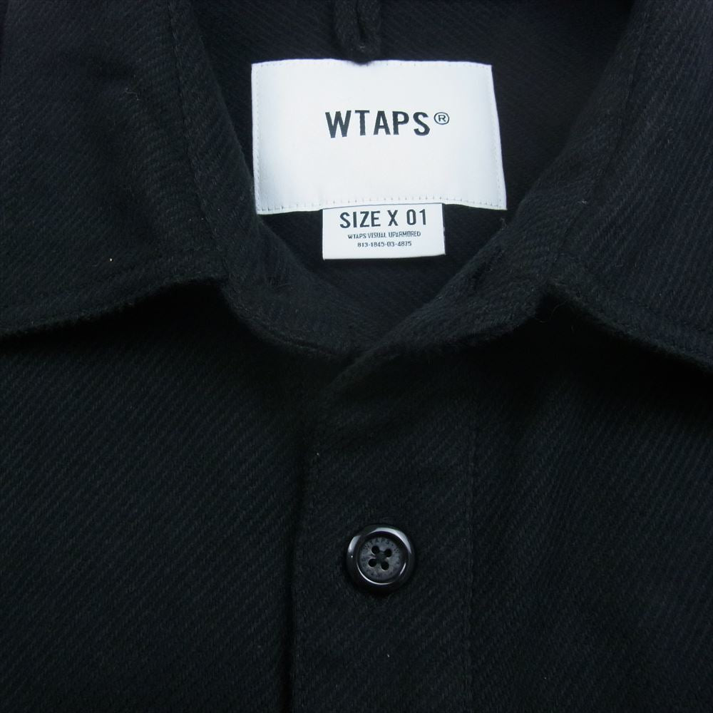 WTAPS ダブルタップス 23AW 232TQDT-SHM03 DECK 02 LS COTTON.TWILL コットンツイル ワークシャツ ジャケット ブラック系 01【中古】