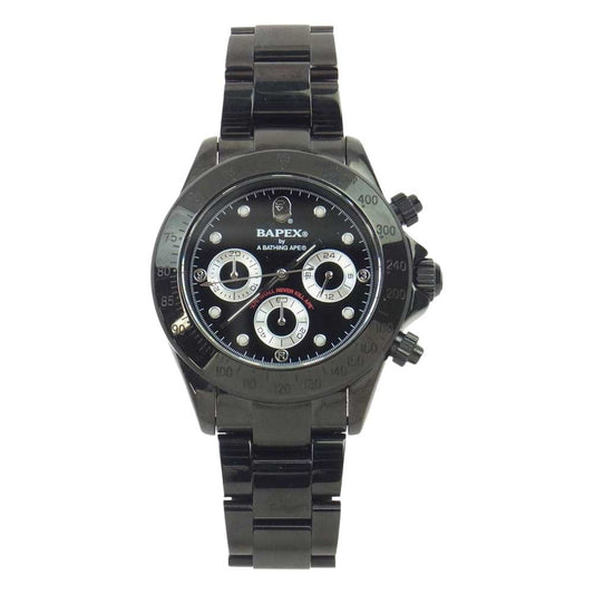 A BATHING APE アベイシングエイプ T003 BAPEX ベイペックス デイトナタイプ 腕時計 ウォッチ ブラックカラー ブラック文字盤 ブラック系【中古】