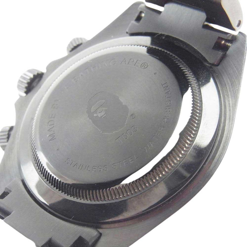 A BATHING APE アベイシングエイプ T003 BAPEX ベイペックス デイトナタイプ 腕時計 ウォッチ ブラックカラー ブラック文字盤 ブラック系【中古】